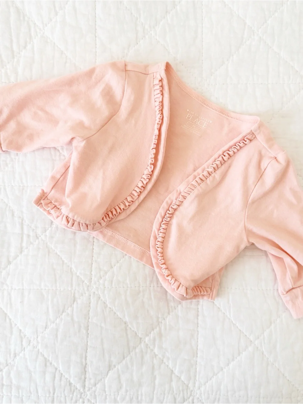 The Children's Place 3T Kids Pink Ruffle Bolero Cardigan